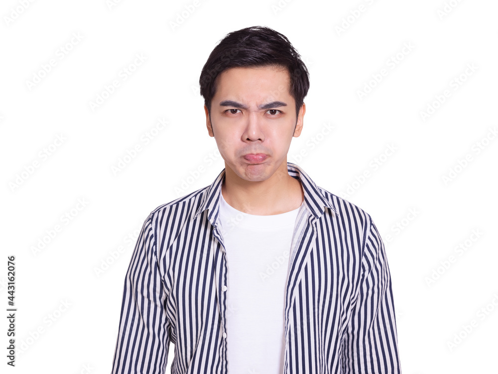 The young handsome man disgusting and angry expression Isolated on white background. The young handsome man disgusting and angry expression Isolated on white background.