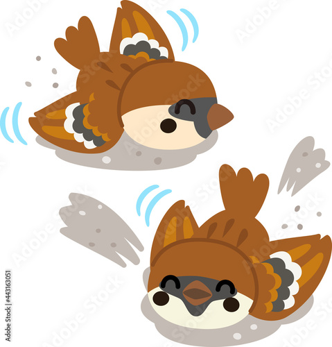 砂浴びするスズメのキャラクター