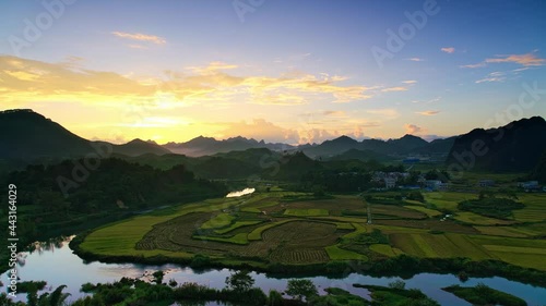 Wallpaper Mural Time-lapse, countryside landscape among mountains at sunset Torontodigital.ca
