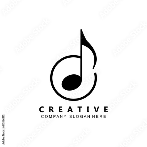simple music rhythm note logo vector symbol