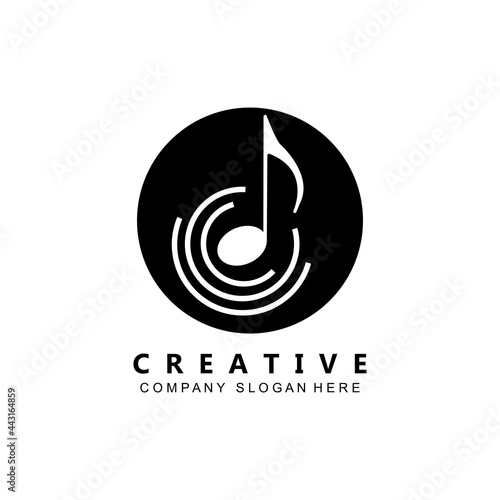simple music rhythm note logo vector symbol