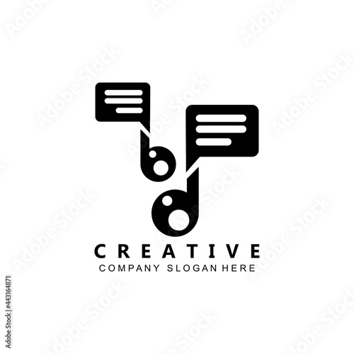 simple music rhythm note logo vector symbol