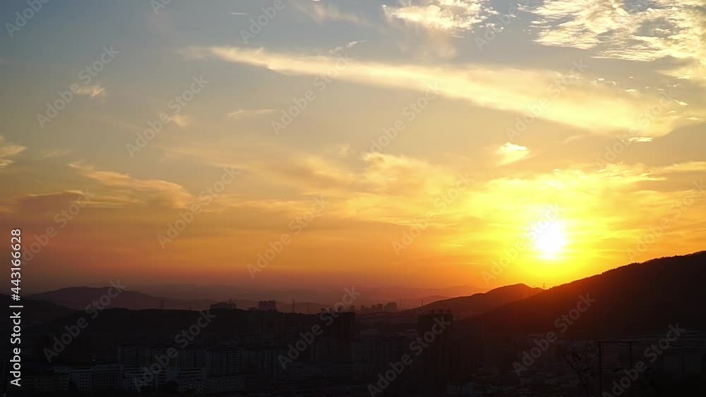 Time-lapse of sunset in city, panorama Time-lapse of sunset in city, panorama