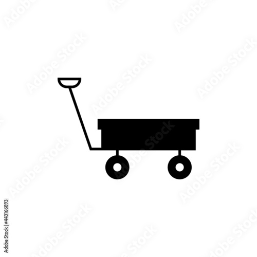 Garden trolley icon in solid black flat shape glyph icon, isolated on white background 
