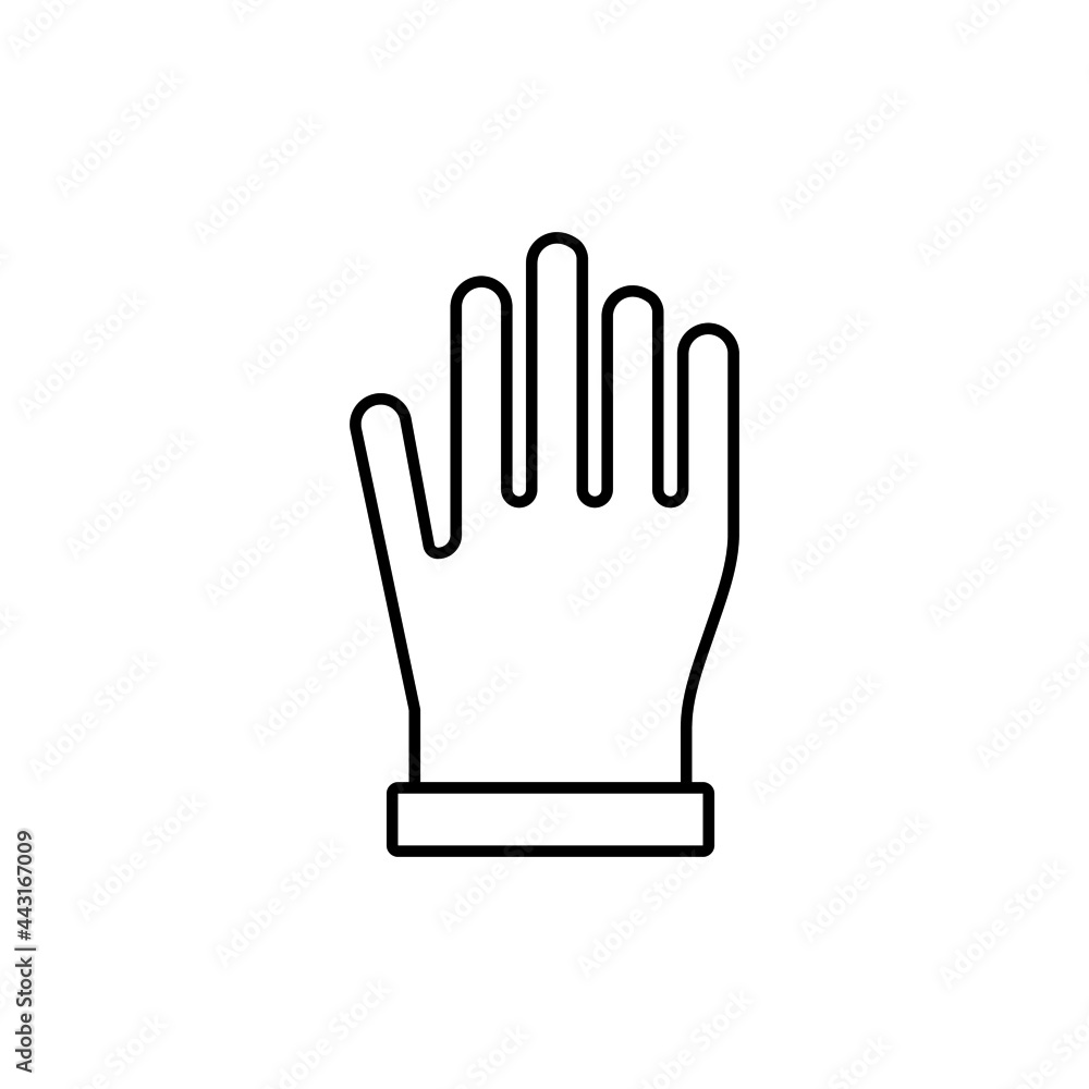 Rubber Gloves icon in flat black line style, isolated on white background Rubber Gloves icon in flat black line style, isolated on white background