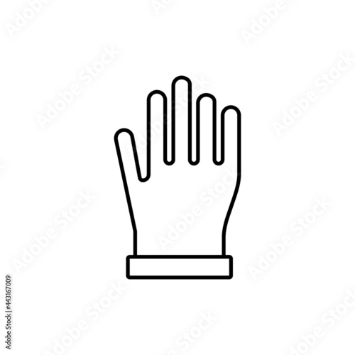 Rubber Gloves icon in flat black line style, isolated on white background 