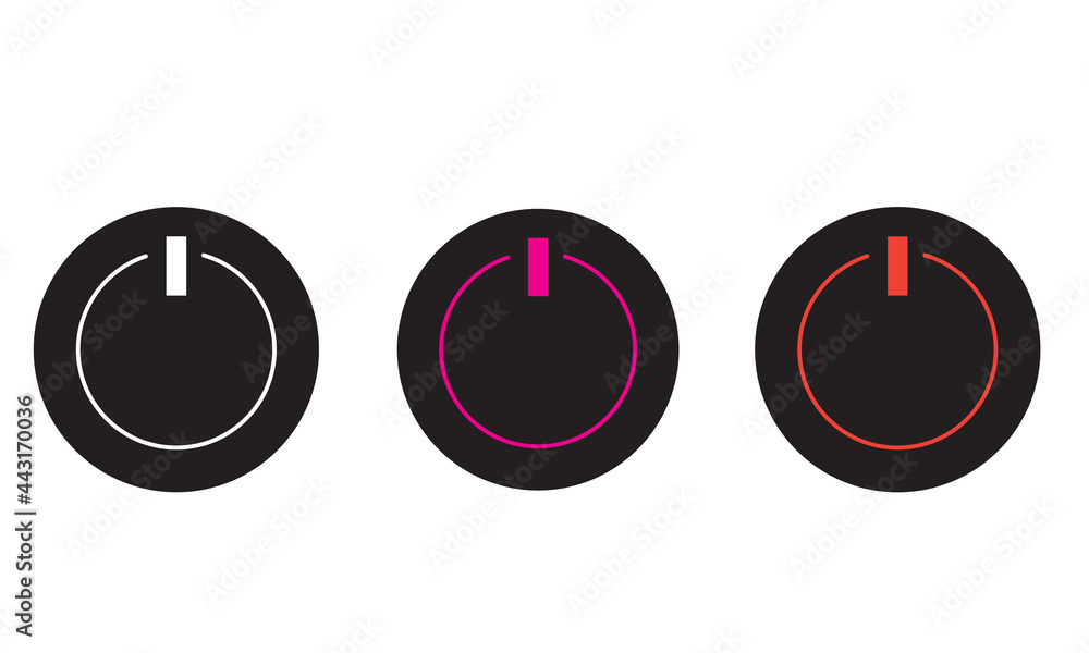 A set of 2D on-off buttons with a simple design A set of 2D on-off buttons with a simple design