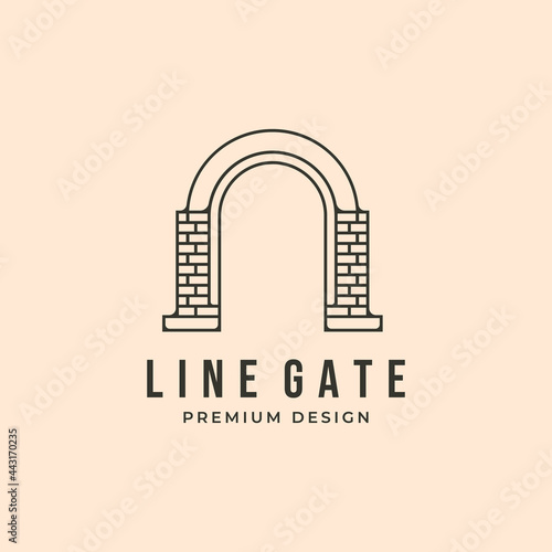 line art door gate icon logo vector symbol illustration design