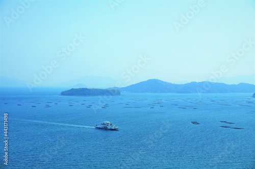 フェリーの通る瀬戸内海を一望して
