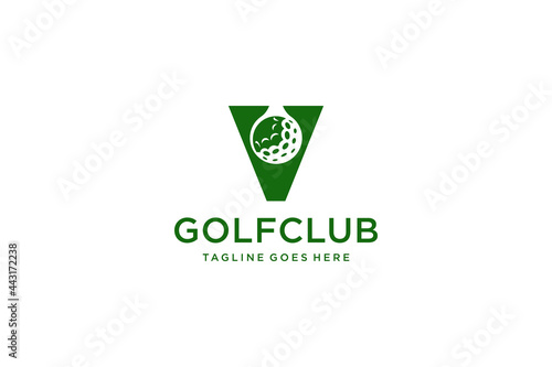 Letter V for Golf logo design vector template, Vector label of golf, Logo of golf championship, illustration, Creative icon, design concept