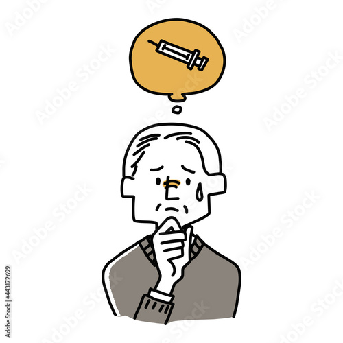 ワクチン接種について悩む高齢男性