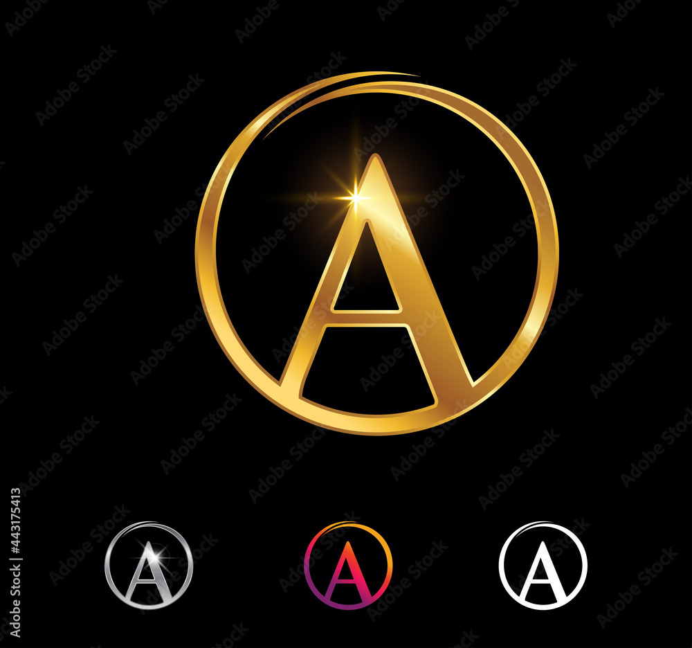 Golden Monogram Circle Initial Letter A Golden Monogram Circle Initial Letter A