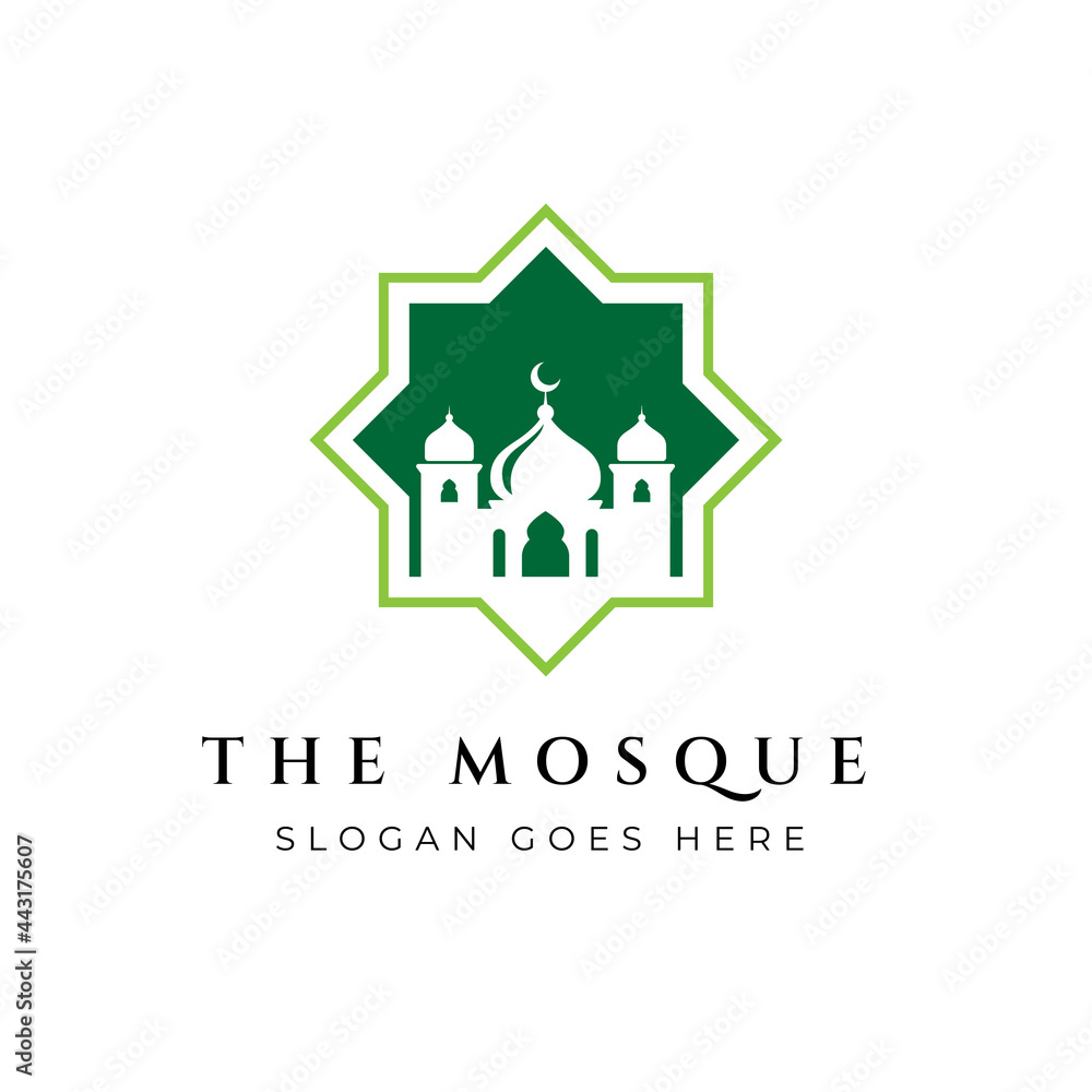 Fototapeta premium Mosque icon silhouette logo vector illustration design template