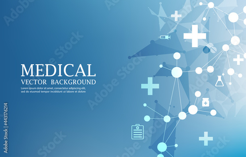 Medical blue abstract wallpaper.geometric polygon pattern.medical icon