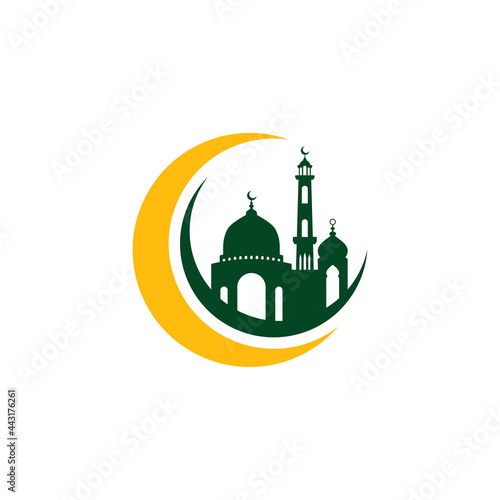 Mosque icon silhouette logo vector illustration design template