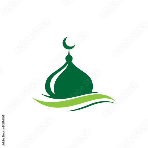 Dome mosque icon silhouette logo vector illustration design template