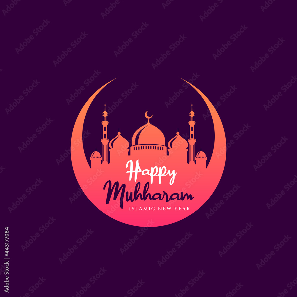 Happy muharram islamic new year background design. Islamic greetings card background design.