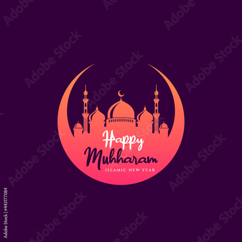 Happy muharram islamic new year background design. Islamic greetings card background design.