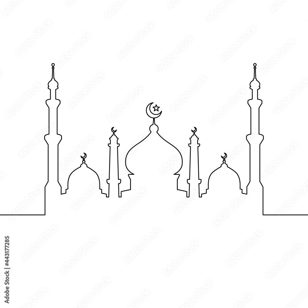 Mosque line art vector minimalist design. islamic ornament background ...