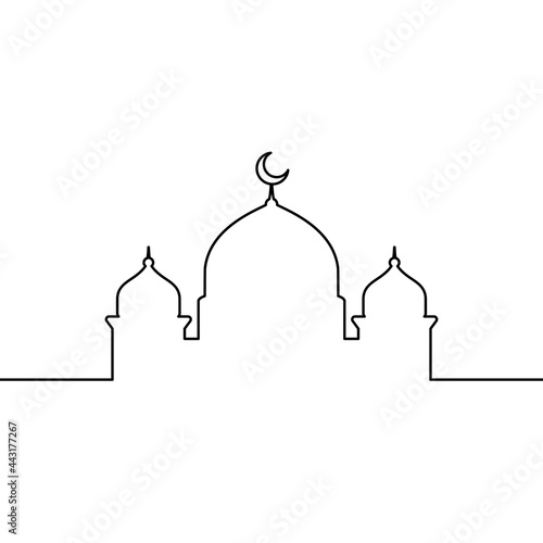 Mosque line art vector minimalist design. islamic ornament background.