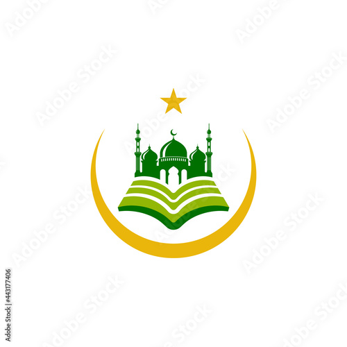 Islamic center icon silhouette logo design template with mosque vector illustration