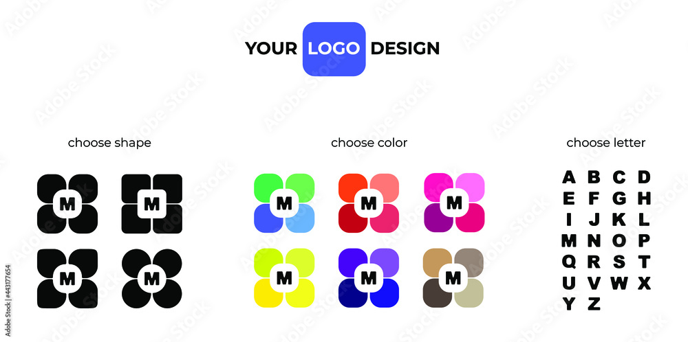 Simple geomantic and editable logo. You could choose the shape, colors and letter inside. Simple geomantic and editable logo. You could choose the shape, colors and letter inside.