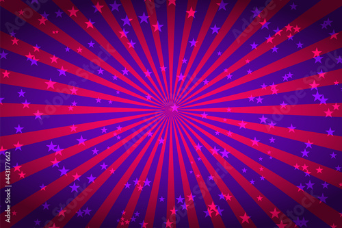 Pop art pink and blue background with stars and rays