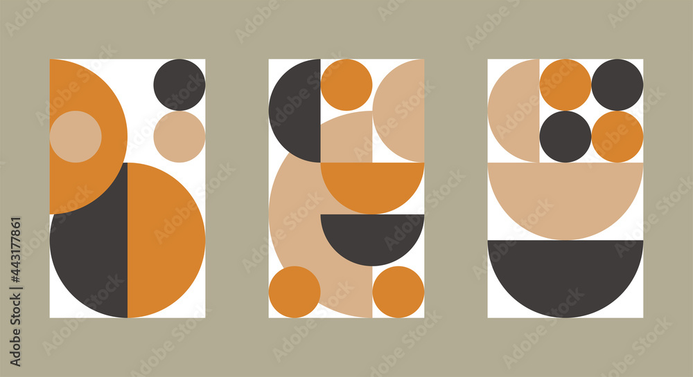 Set of patterns in Bauhaus style for interior posters. Swiss style background Set of patterns in Bauhaus style for interior posters. Swiss style background