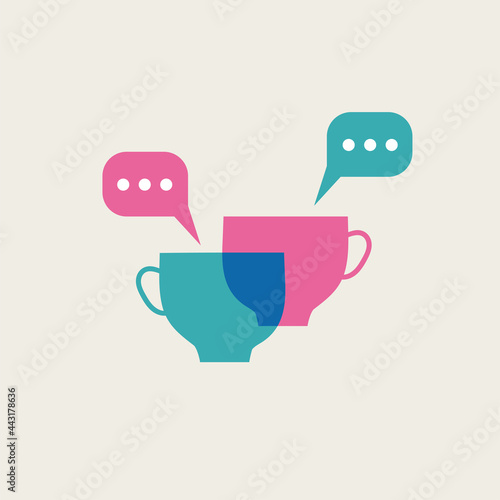 Coffee talk logo. Two cups of tea symbol