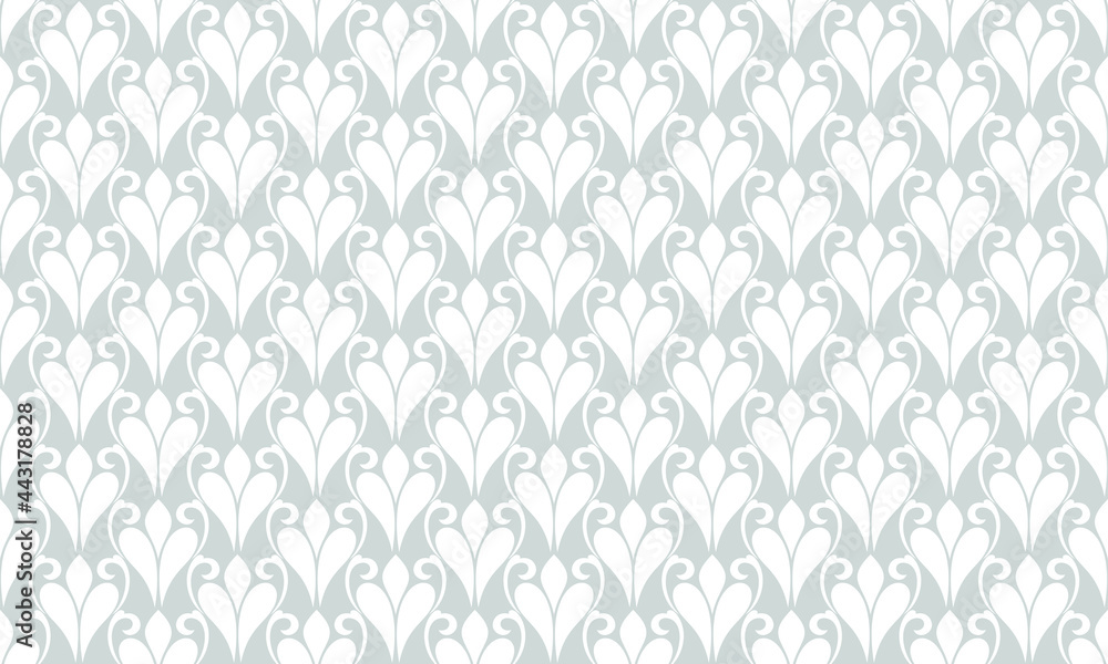 Flower ornament geometric pattern. Gray and white Seamless vector background.