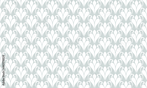 Flower ornament geometric pattern. Gray and white Seamless vector background.