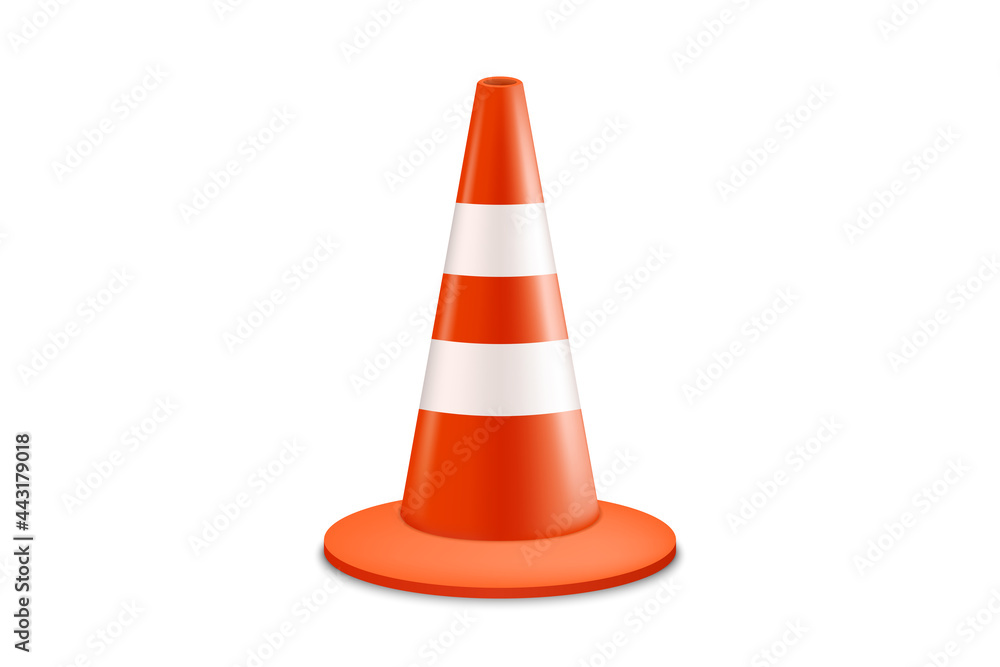 Traffic cone on white background, Orange road warning cone