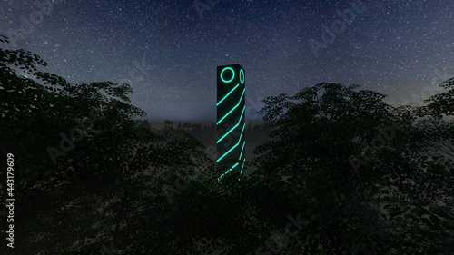 Fotografie light monolith at forest