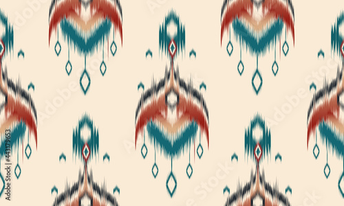 Abstract ethnic ikat chevron pattern background. ,carpet,wallpaper,clothing,wrapping,Batik,fabric,Vector illustration.embroidery style. photo