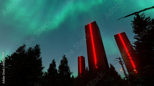giant red monolith at forest photo
