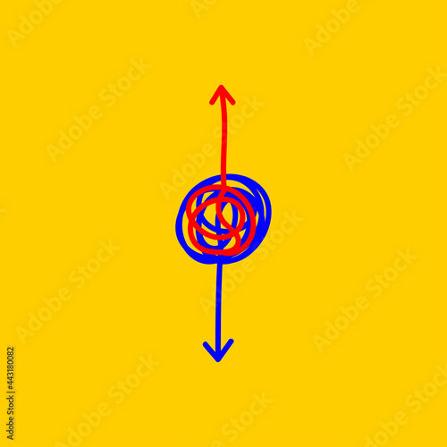 Two arrows in opposite directions