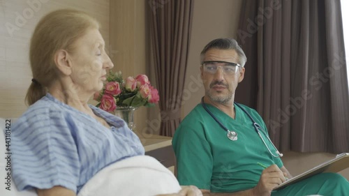 sitting doctor give consulting to patient