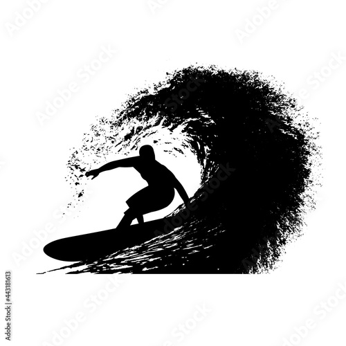 surfer on the wave vector illustration