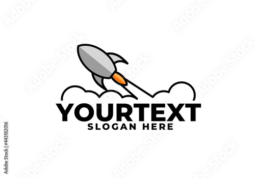 rocket logo, icon or sign. Flat vector
