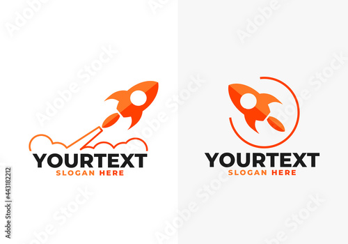 rocket logo, icon or sign. Flat vector
