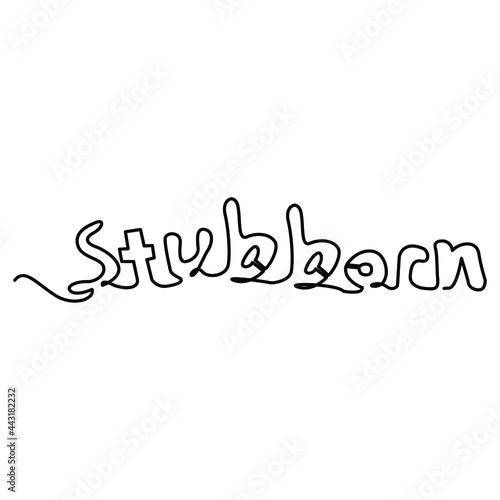 Tableau sur toile one line continuous drawing stubborn word