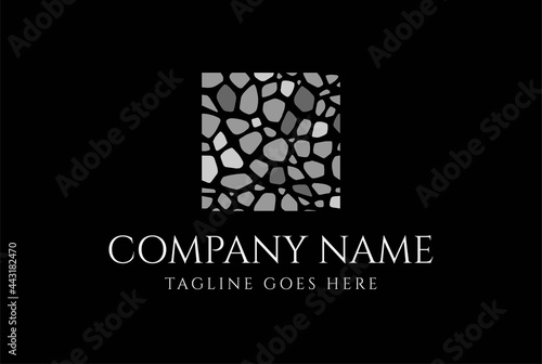 Square Rock Stone Floor Tile Pattern Wall for Construction Logo Design Vector