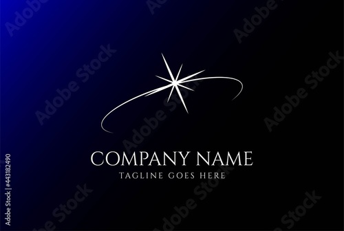 Simple Minimalist Comet Light Lunar Line Logo Design Vector