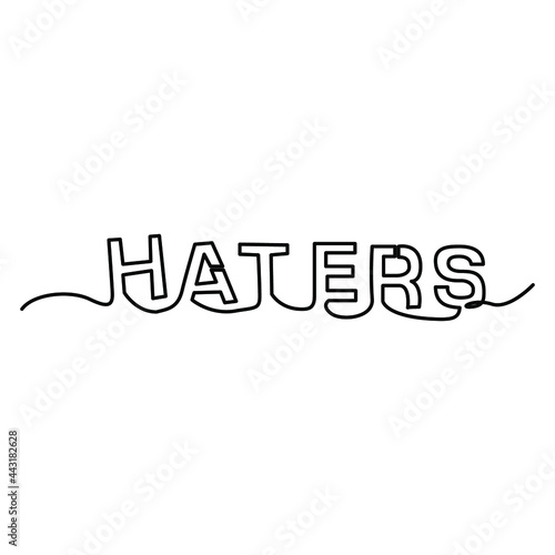 one line continuous drawing haters word