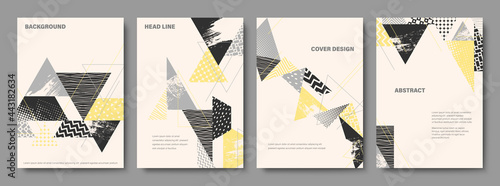Set of Geometric Backgrounds. Collage Style Cover Design Templates. Vector Illustration.