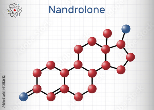 Nandrolone, 19-Nortestosterone, nortestosterone molecule. It is androgen, synthetic, anabolic steroid AAS, analog of testosterone. Sheet of paper in a cage