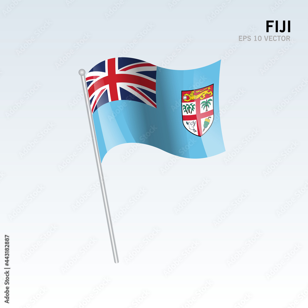 Fototapeta premium Fiji waving flag isolated on gray background