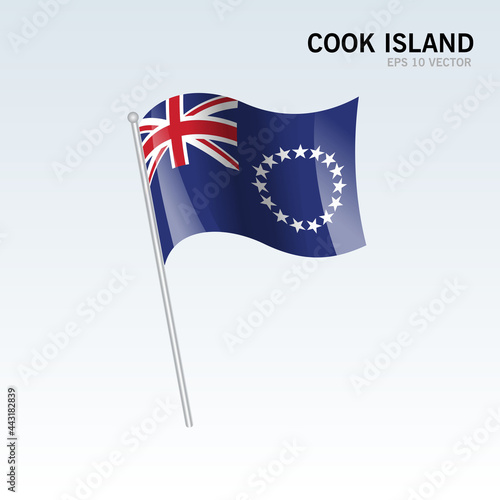 Cook Island waving flag isolated on gray background