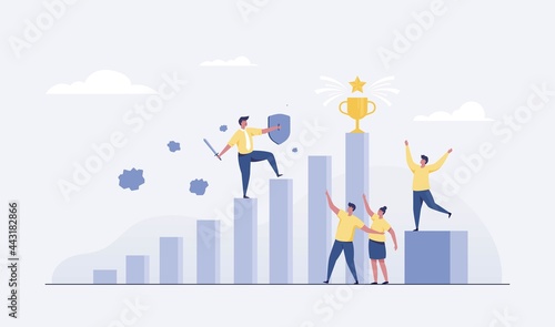 Business success, leadership vector illustration.