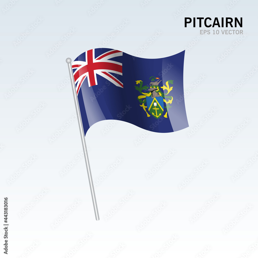 Pitcairn Islands waving flag isolated on gray background
